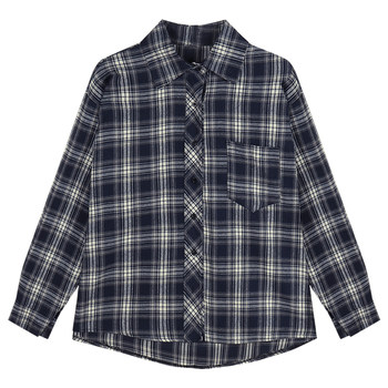 Hong kong style plaid shirt women's long sleeve shirt cardigan jacket