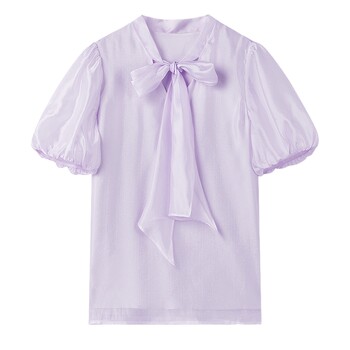 Qiushui yiren ເສື້ອຢືດ chiffon lace-up ພາສາຝຣັ່ງສໍາລັບແມ່ຍິງ