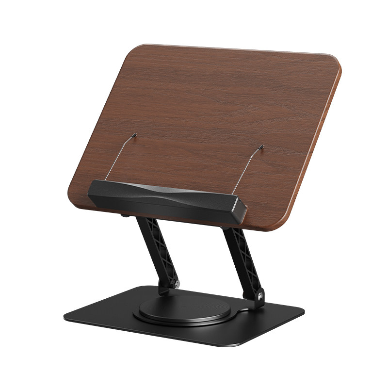360 Black Walnut Liftable Reading Stand Rotating Adult Reading Bookshelf Reading Stand Desktop Rotating Reading Multifunctional Lifting Bed Reading Artifact Folding Flat Book Sitting Position