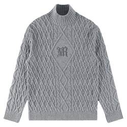 MrBu micro profile turtleneck cardigan ດູໃບໄມ້ລົ່ນແລະລະດູຫນາວຂອງຜູ້ຊາຍ trendy embroidered sweater BT11932 ລະຫັດຫັກ