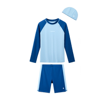 There is a tree childrens swimsuit summer boys big children hot spring long-sleeved sunscreen breathable split swimsuit swimsuit suit