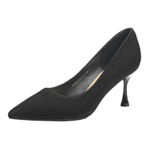 Red Dragonfly High Heels 2024 New Commuting Womens Shoes Pointed Toe Stiletto Leather Shoes French Style Black Professional Shoes