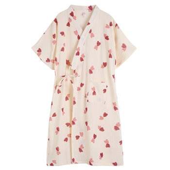 ຊຸດນອນໃນລະດູຮ້ອນຂອງແມ່ຍິງໃນລະດູໃບໄມ້ປົ່ງຝ້າຍທີ່ບໍລິສຸດແລະລະດູໃບໄມ້ປົ່ງໃນລະດູໃບໄມ້ປົ່ງໃນລະດູໃບໄມ້ປົ່ງໃນລະດູຮ້ອນຂອງຍີ່ປຸ່ນຊຸດອາບນໍ້າຝ້າຍ gauze ບາງໆ kimono pajamas nightdress ເຄື່ອງນຸ່ງເຮືອນ