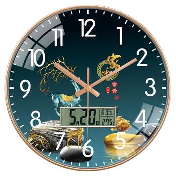 Automatic clock watch elk wall clock living room home fashion creative quartz clock new chinese style light luxury wall clock