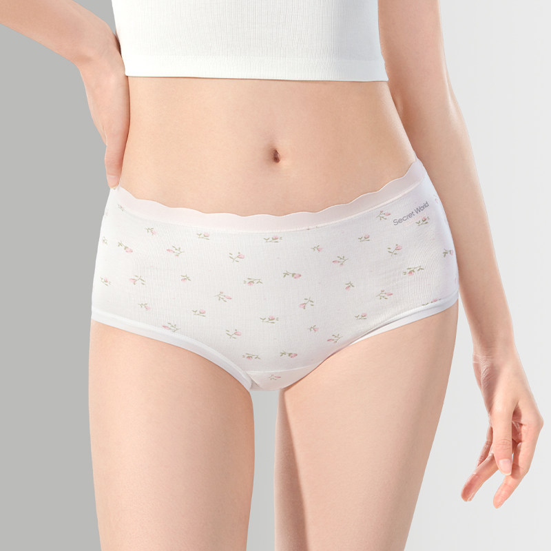 Xinjiang cotton women's underwear, pure cotton, breathable, extra long crotch, 10A antibacterial, high-value floral seamless briefs, new style.