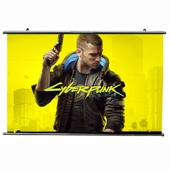 Cyberpunk 2077 ການເກັບກໍາເກມ peripheral hanging paintings cloth aluminium alloy scroll game poster decoration dormitory