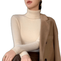 Turtleneck sweater with cashmere coat for women autumn and winter fashionable slim knitted sweater warm base layer top