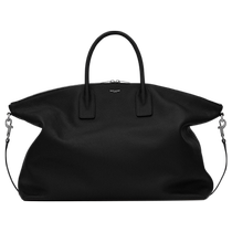 YSL Saint Laurent Mens GIANT Black Soft Grained Leather Bowling Bag Handbag