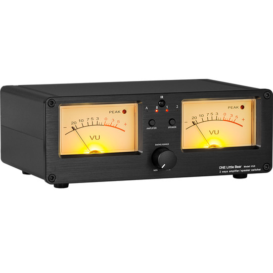 2进2出功放/音箱选择切换器音响喇叭分配器复古VU电平表带遥控VU3