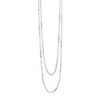 Sumiyaki stackable long pearl necklace