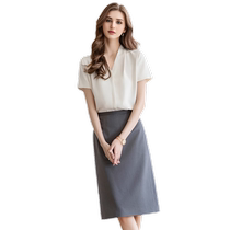 Rose Belle high-end short-sleeved professional suit womens summer business shirt skirt skirt temperament high-end fashion work clothes