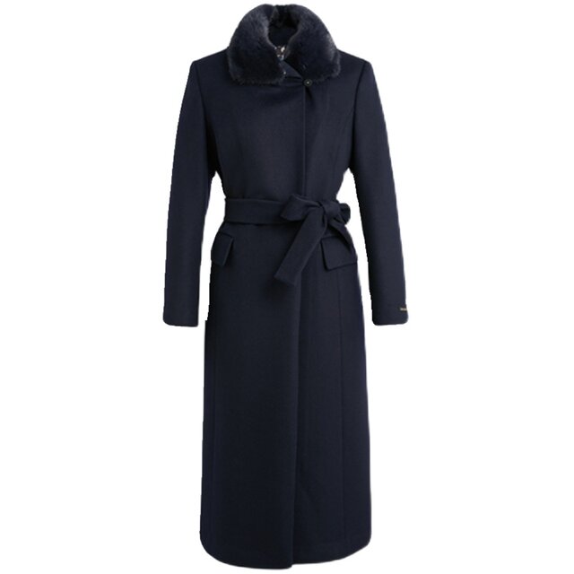 Shopping mall same style Pierre Cardin women's coat long fur collar cashmere high-end commuting woolen coat