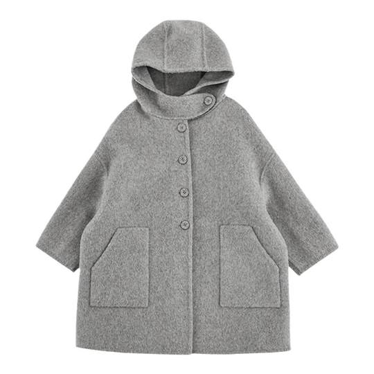 Youyou Boys 2025 New Wool Hooded Mid-Length Double-sided Wool Coat Winter Fashion Windproof Warm Jacket