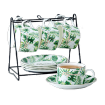 PANAVI Coffee Cup Disk Package European Ceramic Cup Breakfast Cup 6 plate 6 plate metal frame