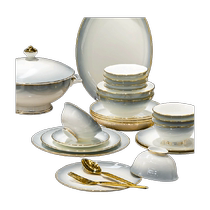 Kangmo dish set household light luxury high-end Jingdezhen bone china bowls and chopsticks ceramic bowls and plates 2023 new tableware