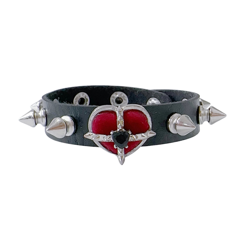 Y2K Millennial Hot Girl Japanese Harajuku Style Niche Love Girl Fashion Punk Accessories PU Leather Slim Bracelet