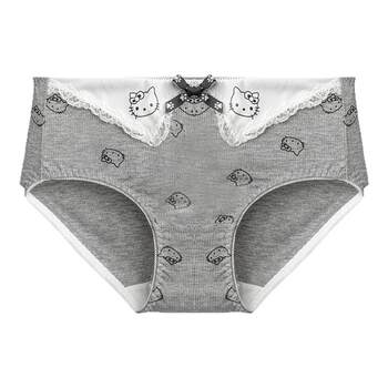 Sweet and cool kitty printed ribbed plus size underwear
