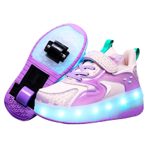 Childrens Heelys Shoes Girls Summer 2024 New Two-Wheeled Internet Celebrity Luminous Roller Skates Middle-aged Girls Girls Skates