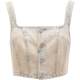 ເສື້ອຍືດສັ້ນ denim suspender ທີ່ມີກະທັດຮັດທີ່ເຫມາະເທົ່ານັ້ນ