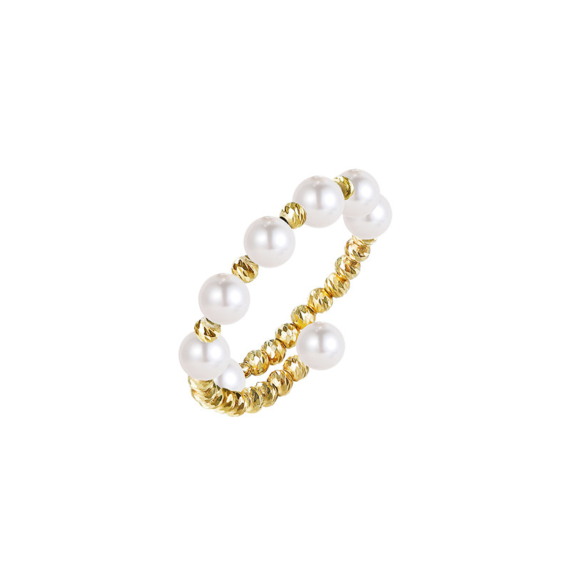 Heidi Jewelry Xunmi 13th Anniversary Limited Edition 3-4mm Freshwater Pearl Ring 18K Gold Stretch Ring