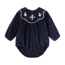babylove female baby bag fart coat spring autumn and early winter long-sleeved baby triangle robe embroidered western style princess velvet