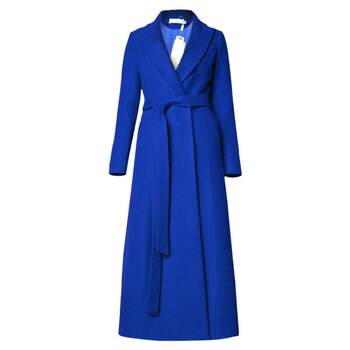 Women's black woolen mid-length woolen coat