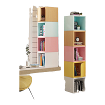 Bookshelf rack floor-standing corner home small storage grid cabinet bay window simple combination childrens bookcase