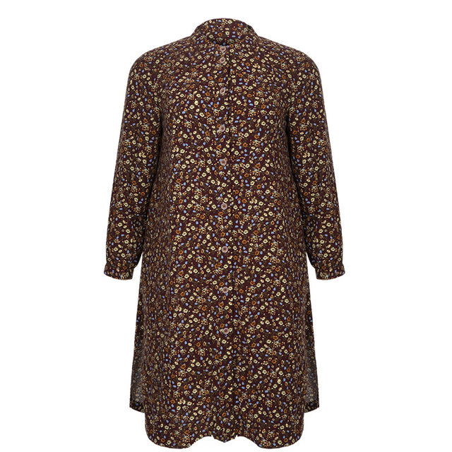 Beautiful Inn plus size slim fit stand collar shirt dress