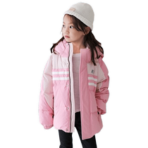 Duck Duck Girls Down Jacket 2024 Autumn New Mid-Length Hooded Childrens Clothing Winter Clothes Childrens Duck Down Medium and Large Childrens Jacket