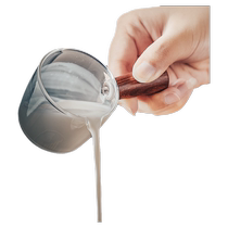 Bincoo玻璃小奶盅杯日式木柄奶罐咖啡奶壶日式手柄奶盅咖啡尖嘴杯