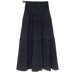 ຊຸດແມ່ທ້ອງ summer ສະຫນັບສະຫນູນ skirt summer outer wear pleated chiffon skirt loose large size casual A-line skirt summer