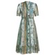 Narsi V-neck chiffon printed dress summer commuter ສິ້ນສະໄຕລ໌ລີສອດ
