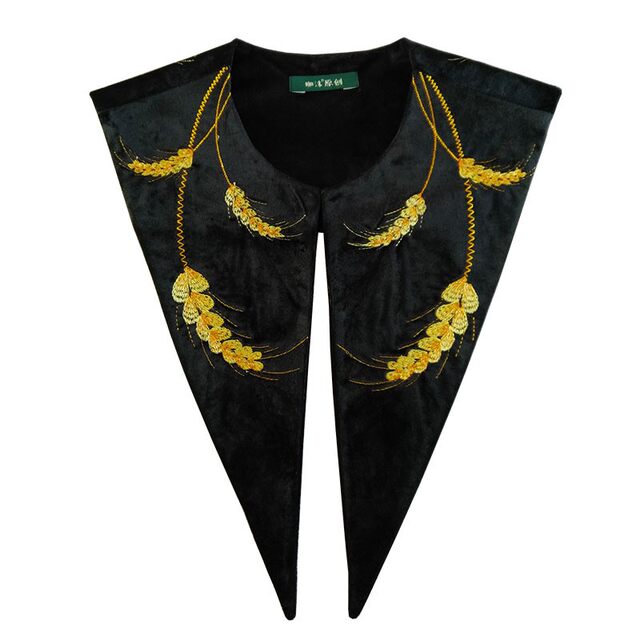 Kamo Original Retro Embroidered Versatile Velvet Fake Collar