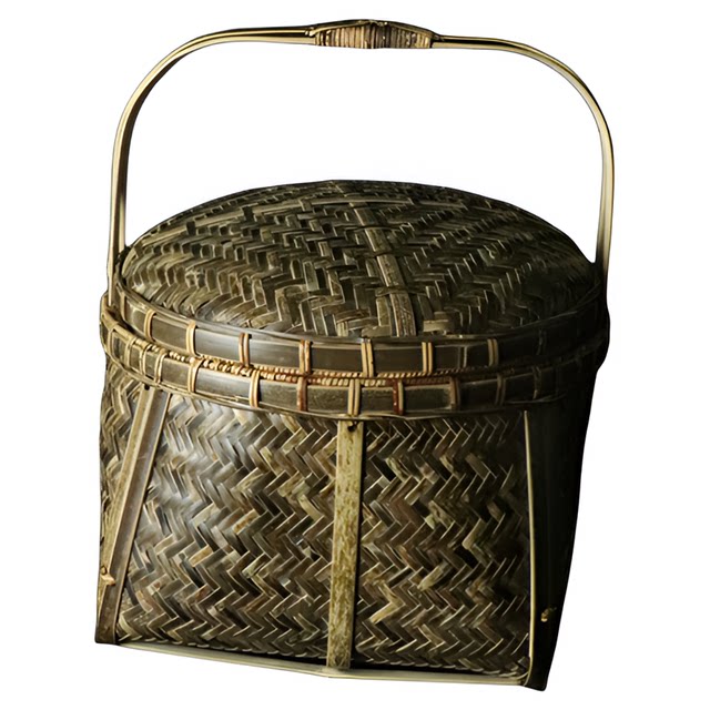 Retro picnic box large tea set storage basket bamboo basket