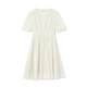 LILY Outlet New Women's Gentle Solid Soft Color Temperament V Neck Fashionable High Waist Short Sleeve Dress Small White Dress Women