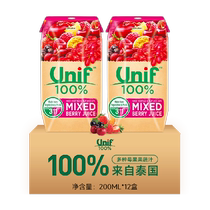 统一Unif100%莓果复合果蔬汁0脂0添加轻断食纯果蔬汁果汁200ml*12