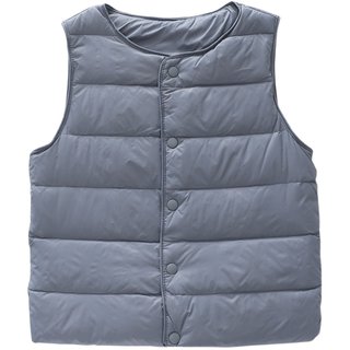 儿童羽绒马甲2025冬季男童轻薄纯色保暖背心中大童白鸭绒校服内胆