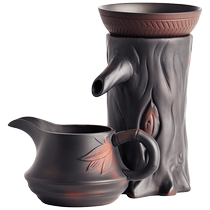 Purple pottery tea leaking tea filter fair cup integrated tea tea filter ceramic creative tea filter tea water separator