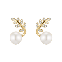 (Self-operated) DAISY BEAUTY leaf pearl earrings gold earrings for women ins style high-end s925 silver