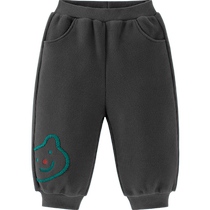 (Bounce Pants) Mini Balabala Boys and Girls New Pants 2024 Autumn Polar Fleece Loose Pants