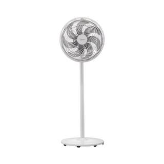 Midea's seven-leaf floor fan can be lifted and lowered to serve as a platform