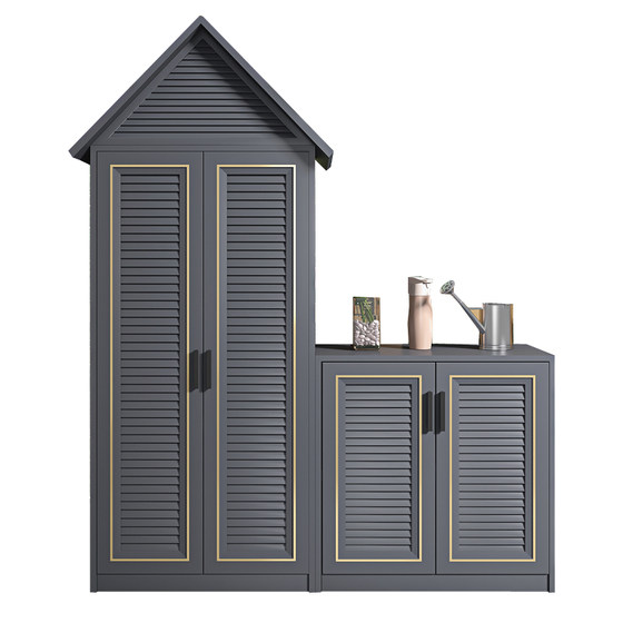 
Aluminum alloy outdoor storage cabinets, courtyard garden tools room outdoor storage rack terrace waterproof sun protection cabinets
