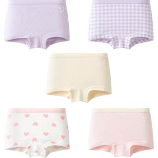 巴拉巴拉儿童内裤棉a类女童平角短裤小童中大童宝宝四角裤五条装