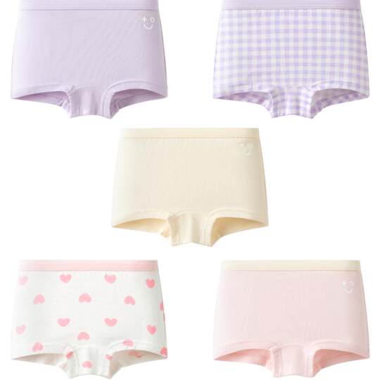 巴拉巴拉儿童内裤棉a类女童平角短裤小童中大童宝宝四角裤五条装
