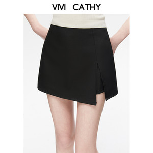VIVICATHY2026春夏美式低腰黑色西装短裙女防走光裙裤休闲半身裙