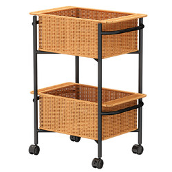 Living Room Storage Rack Snack Cart Storage Rack Floor-Standing Layered Storage Cart Mobile High-Value Organizing Rack with Wheels