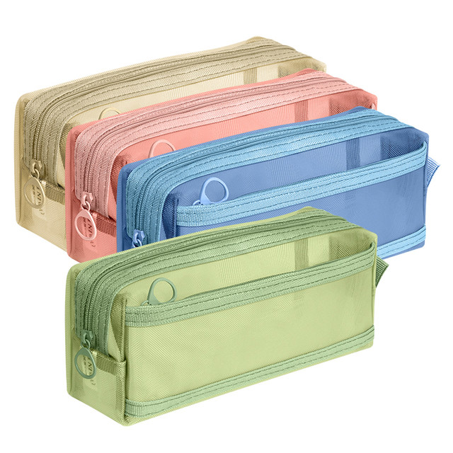 Transparent mesh pencil bag with double-layer large capacity can enter the examination room