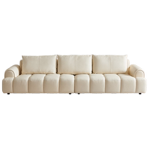 Quanyou Home 2024 New Cream Style Puff Straight Row Marshmallow Leather Sofa for Living Room 112062