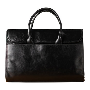 Handmade genuine leather men's business briefcase vegetable tanned cowhide