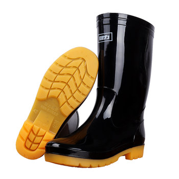 Pull-back rain boots men's water shoes men's rain boots waterproof non-slip rubber shoes summer mid-calf high water boots thickened and wear-resistant